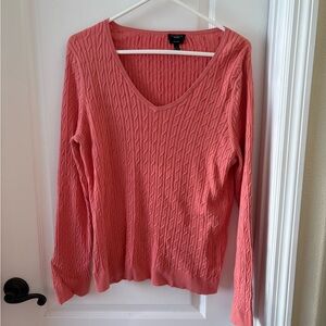Talbots Coral Cable Knit Pima Cotton Sweater XL